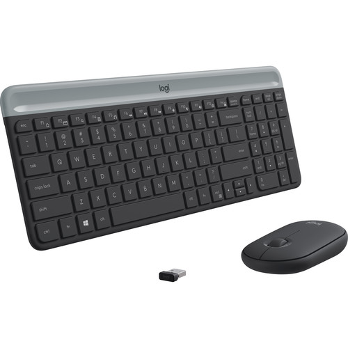 [12LogMK470-BLK] Logitech Slim Wireless Combo MK470 keyboard Mouse included Office RF Wireless Graphite
