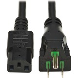 Eaton Tripp Lite Series Safe-IT Antibacterial Hospital-Grade Power Cord, 5-15P to C13 - Green Dot, 13A, 125V, 16 AWG, Black, 6 ft. (1.8 m)