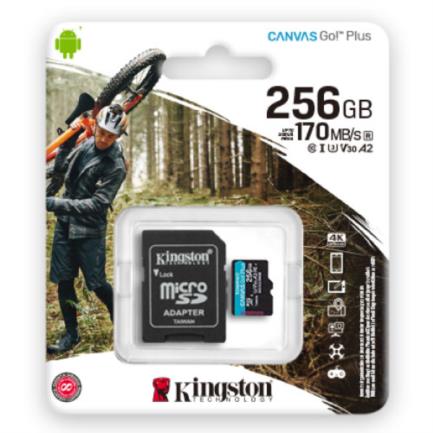 [05KNGMicSDwAdap-256GB] Kingston Technology Canvas Go! Plus 256GB microSDXC Canvas Go Plus 170R A2 U3 V30 Card + ADP