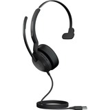 Jabra Evolve2 50 Headset - Mono - USB Type A - Wired/Wireless - Bluetooth - 98.4 ft - 20 Hz to 20 kHz - On-ear - Monaural - Supra-aural - 5.58 ft Cable - MEMS Technology, Noise Cancelling Microphone - Noise Canceling