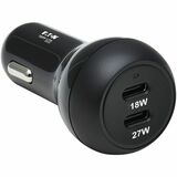 Eaton Tripp Lite Series Dual-Port USB-C Car Charger with 45W PD Charging - USB-C (27W), USB-C (18W), Black