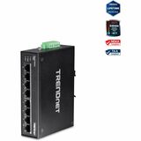 TRENDnet 8-Port Hardened Industrial Gigabit DIN-Rail Switch, TI-G80, 16 Gbps Switching Capacity, IP30 Rated, Ethernet Splitter, NDAA & TAA Compliant, Lifetime Protection, Black