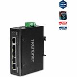 TRENDnet 5-Port Industrial Fast Ethernet DIN-Rail Switch, TI-E50, 5 x Fast Ethernet Ports, IP50 Rated, Extreme Temperature Operating Range, 1Gbps Switching Capacity, Lifetime Protection