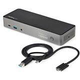 StarTech.com USB-C & USB-A Dock, Hybrid Triple Monitor Laptop Docking Station DisplayPort & HDMI 4K 60Hz/85W PD/6x USB/GbE, TAA