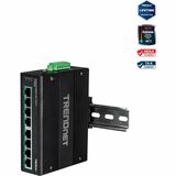 TRENDnet 8-Port Hardened Industrial Unmanaged Gigabit 10/100/1000Mbps DIN-Rail Switch w/ 8 x Gigabit PoE+ Ports; TI-PG80B; 24 56V DC Power inputs with Overload Protection