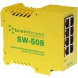 Brainboxes Industrial Ethernet 8 Port Switch DIN Rail Mountable - 8 Ports - 2 Layer Supported - Twisted Pair - DIN Rail Mountable - Lifetime Limited Warranty