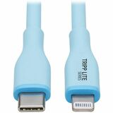 Eaton Tripp Lite Series Safe-IT USB-C to Lightning Sync/Charge Antibacterial Cable, Ultra Flexible, MFi Certified - USB 2.0 (M/M), Light Blue, 6 ft. (1.83 m)