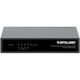 Intellinet PoE-Powered 5-Port Gigabit Switch with PoE Passthrough, 4 x PSE PoE ports, 1 x PD PoE port, IEEE 802.3at/af Power-over-Ethernet (PoE+/PoE), IEEE 802.3az Energy Efficient Ethernet, Desktop (With 2 Pin Euro Power Adapter)
