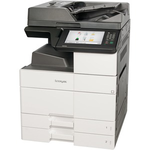 Lexmark MX910DE Laser Multifunction Printer - Monochrome - Copier/Fax/Printer/Scanner - 45 ppm Mono Print - 1200 x 1200 dpi Print - Automatic Duplex Print - Up to 200000 Pages Monthly - 1150 sheets Input - Color Scanner - 600 dpi Optical Scan - Monochrome Fax - Gigabit Ethernet - USB - For Plain Paper Print