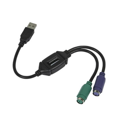 [04USB2PS2] Monoprice PS/2 cable 2x 6-p Mini-DIN USB A Black