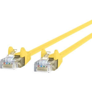 Belkin RJ45 Category 6 Snagless Patch Cable - 12 ft Category 6 Network Cable for Network Device, Notebook, Desktop Computer, Modem, Router - First End: 1 x RJ-45 Network - Male - Second End: 1 x RJ-45 Network - Male - 1 Gbit/s - Patch Cable - Gold Plated Connector - Gold Plated Contact - 24 AWG - Yellow - 1 Each