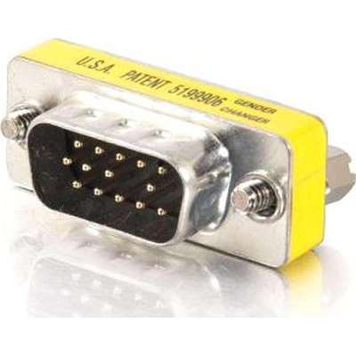 [04VGAMMSlim] C2G HD15 VGA Male/Male Mini Gender Changer VGA (D-Sub) Yellow