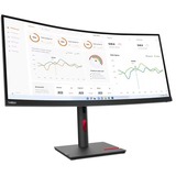 Lenovo ThinkVision T34w-30 34" Class UW-QHD Curved Screen LED Monitor - 21:9 - Raven Black - 34" Viewable - Vertical Alignment (VA) - WLED Backlight - 3440 x 1440 - 16.7 Million Colors - 350 Nit - 4 ms - 60 Hz Refresh Rate - HDMI - DisplayPort - USB Hub