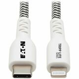 Eaton Tripp Lite Series Heavy-Duty USB-C to Lightning Sync/Charge Cable with Status LED - MFi Certified, M/M, USB 2.0, 3 ft.
