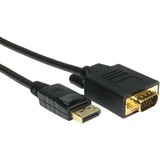 Unirise DP Male to SVGA (HD15) Male Cable - 3 ft DisplayPort/VGA Video Cable for Video Device - First End: 1 x 20-pin DisplayPort Digital Audio/Video - Male - Second End: 1 x 15-pin HD-15 - Male - Shielding - Gold Plated Connector - Black