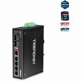 TRENDnet 7-Port Industrial Gigabit DIN-Rail Switch, TI-G62, 5 x Gigabit Ports, 2 x Gigabit SFP Ports, IP50 Weather Rated, 14Gbps, NDAA TAA Compliant, Lifetime Protection