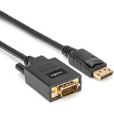 Rocstor DisplayPort/VGA Video Cable - 15 ft DisplayPort/VGA Video Cable for Video Device, TV, Projector, Notebook, Desktop Computer - First End: 1 x 20-Pin DisplayPort Digital Audio/Video - Male - Second End: 1 x 15-Pin HD-15 VGA - Male - Supports up to 1920 x 1200 - Gold Plated Connector - Black - 1