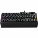 TUF Gaming K1 Gaming Keyboard - Cable Connectivity - USB 2.0 Type A Interface - RGB LED - Control Knob Hot Key(s) - Windows 10, Windows 11 - PC - Black