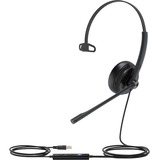 Yealink UH34 Lite Headset - Mono - USB, Mini-phone (3.5mm) - Wired - 32 Ohm - 20 Hz to 20 kHz - Over-the-head - Monaural - Ear-cup - 3.94 ft Cable - Noise Cancelling, Uni-directional, Electret, Condenser Microphone - Black