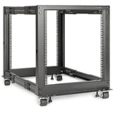 Rocstor SolidRack 12U Adjustable Depth Open Frame 4 Post Rack w/ Casters