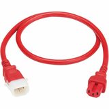 Eaton Tripp Lite Series PDU Power Cords, C15 to P-Lock C14 - Heavy-Duty, 15A, 250V, 14 AWG, 3 ft. (0.9 m), Red, 6 Pack