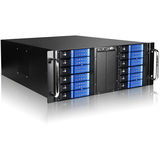 iStarUSA D Storm D-410-DE12 System Cabinet - Rack-mountable - Black, Blue - Zinc-coated Steel - 4U - 12 x Bay - ATX, EATX, Micro ATX Motherboard Supported - 2 x Fan(s) Supported - 12 x External 3.5" Bay - 7x Slot(s) - 1 x USB(s)
