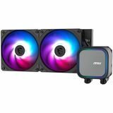 MSI MAG Coreliquid A13 240 Cooling Fan/Radiator/Water Block/Pump - 4.72" Maximum Fan Diameter - 2 x Fan(s) - 60.78 CFM Maximum Airflow - 2000 rpm - Liquid Cooler Cooler - Rifle Bearing - 3-PIN, 4-Pin - Compatible Intel Socket: H3 LGA-1150, H4 LGA-1151, H2 LGA-1155, H LGA-1156, LGA-1200, LGA-1700, Socket LGA-1851 - Compatible AMD Socket: AM5, AM4 - ARGB LED - Black - Aluminum Radiator - Processor - 4.6 Year Life
