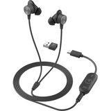 Logitech Zone Wired Earbuds - Stereo - Mini-phone (3.5mm), USB Type A, USB Type C - Wired - 16 Ohm - 20 Hz to 16 kHz - Earbud - Binaural - In-ear - 4.80 ft Cable - Noise Cancelling, Omni-directional, MEMS Technology Microphone - Graphite