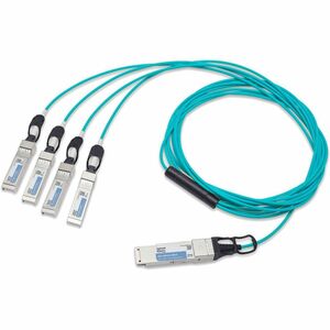 Approved Networks 40G QSFP+ AOC Cable (QSFP+ to 4 x SFP+) Breakout - 39.37 ft Fiber Optic Network Cable for Network Device - First End: 1 x QSFP+ Network - Second End: 4 x SFP+ Network - 425 Gbit/s - LSZH - Aqua