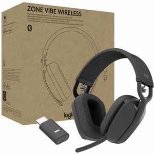 Logitech Zone Vibe Wireless Bluetooth&reg; headphones with USB receiver and noise-canceling mic - Logitech Zone Vibe Wireless Bluetooth Headphones with Noise Canceling Microphone, USB-A, USB-C, for Google Meet, Google Voice, Zoom, Mac/PC