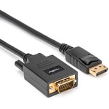 Rocstor DisplayPort/VGA Video Cable - 12 ft DisplayPort/VGA Video Cable for Video Device, TV, Projector, Notebook, Desktop Computer - First End: 1 x 20-Pin DisplayPort Digital Audio/Video - Male - Second End: 1 x 15-Pin HD-15 VGA - Male - Supports up to 1920 x 1200 - Gold Plated Connector - Black - 1