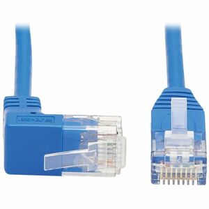 Eaton Tripp Lite Series Up-Angle Cat6 Gigabit Molded Slim UTP Ethernet Cable (RJ45 Right-Angle Up M to RJ45 M), Blue, 1 ft. (0.31 m)