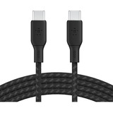 Belkin USB-C to USB-C Cable 100W - 9.80 ft USB-C Data Transfer Cable for MacBook, Chromebook, Notebook, iPad, USB Device, MacBook Pro, PC, AirPods Pro, iPad Air, iPad mini, iPad Pro, ... - First End: 1 x USB 2.0 Type C - Second End: 1 x USB 2.0 Type C - 480 Mbit/s - Shielding - Black - 1 Pack