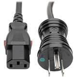 Eaton Tripp Lite Series Hospital-Grade Power Cord, NEMA 5-15P to Locking IEC C13 - Green Dot, 15A, 125V, 14 AWG, 25 ft. (7.62 m), Black