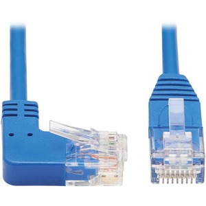 Eaton Tripp Lite Series Right-Angle Cat6 Gigabit Molded Slim UTP Ethernet Cable (RJ45 Right-Angle M to RJ45 M), Blue, 3 ft. (0.91 m)