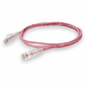 AddOn 7ft Pink CAT 6 Slim PVC Ethernet Cable Snagless Clear-Claw RJ-45 M/M