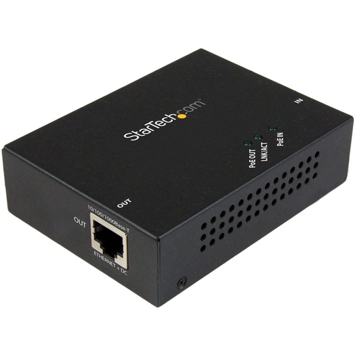 StarTech 1 Port Gigabit PoE+ Extender, 802.3at and 802.3af, 100 m (330 ft), Power over Ethernet Extender, PoE Network Repeater, TAA