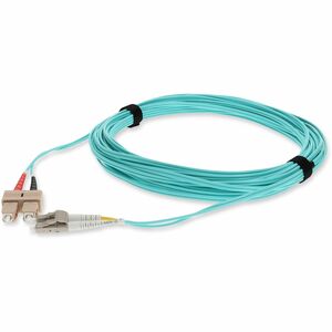 AddOn 9m SC to LC Aqua OM3 Duplex OFNR (Riser-Rated) Fiber Patch Cable
