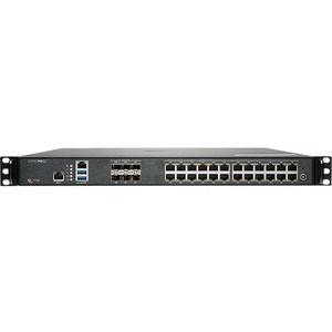 SonicWall NSa 4700 Network Security/Firewall Appliance - 24 Port - 10/100/1000Base-T, 10GBase-X - Gigabit Ethernet - AES (192-bit), DES, MD5, AES (256-bit), 3DES, AES (128-bit), SHA-1 - 3000 VPN - 24 x RJ-45 - 6 Total Expansion Slots - 3 Year Secure Upgrade Plus Advanced Edition - 50 Hz, 60 Hz - 1U - Rack-mountable - TAA Compliant