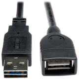 Eaton Tripp Lite Series Universal Reversible USB 2.0 Extension Cable (Reversible A to A M/F), Black, 10 ft. (3.05 m)