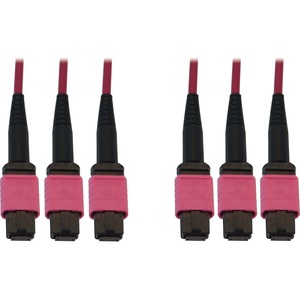 Eaton Tripp Lite Series 40/100/400G Multimode 50/125 OM4 Fiber Optic Cable (3x8F MTP/MPO-PC F/F), LSZH, Magenta, 15 m (49.2 ft.)