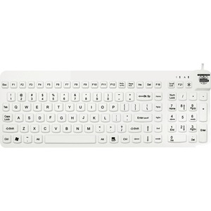 Man & Machine Premium Full Size Waterproof Disinfectable Keyboard - Cable Connectivity - USB Interface - English, French - Computer - PC, Mac - Industrial Silicon Rubber Keyswitch - White