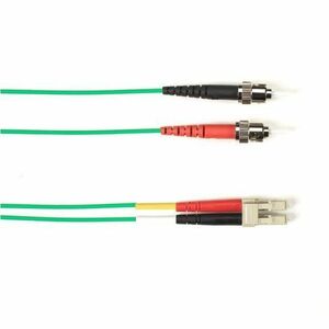 Black Box Fiber Optic Duplex Patch Network Cable - 16.40 ft Fiber Optic Network Cable for Network Device - First End: 2 x ST Network - Male - Second End: 2 x LC Network - Male - 10 Gbit/s - Patch Cable - OFNP - 50/125 &micro;m - Green - TAA Compliant