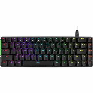 Asus ROG Falchion Ace Gaming Keyboard - Cable Connectivity - USB 2.0 Type C Interface - RGB LED - Play/Pause, Stop, Previous Page, Next Page, Mute, Volume Down, Volume Up, Stealth Key, Windows Lock Key Hot Key(s) - Windows 10, Windows 11 - PC - NX Brown Keyswitch - Black