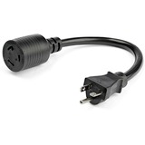 StarTech.com 1ft (30cm) Heavy Duty Extension Cord, NEMA L5-20R to NEMA 5-20P Extension Cord, 20A 125V, 12AWG, Heavy Gauge Power Cable