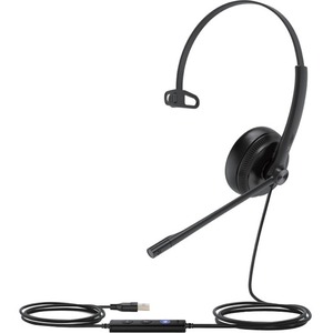 Yealink USB Wired Headset - Mono - USB - Wired - 32 Ohm - 20 Hz to 20 kHz - Over-the-head - Monaural - Uni-directional, Electret Microphone - Noise Canceling - Black