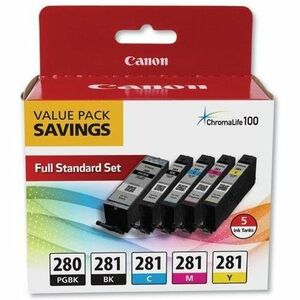 Canon PGI-280/CLI-281 Original Inkjet Ink Cartridge - Value Pack - Pigment Black, Black, Cyan, Yellow, Magenta - 5 / Pack