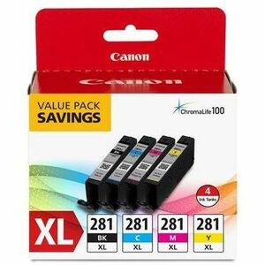 Canon CLI-281 XL Original Inkjet Ink Cartridge - Value Pack - Black, Cyan, Magenta, Yellow - 4 Pack