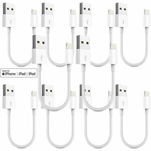 4XEM 10 Pack 1FT USB-A to Lightning Cable (White) - MFi Certified