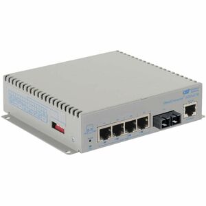 Omnitron Systems OmniConverter GHPoEBT/M Transceiver/Media Converter - Network (RJ-45) - 4 x 60W PoE (RJ-45) Ports - 1 x SC Ports - Multi-mode - 1310 nm Fiber - Gigabit Ethernet - 1000Base-T, 1000Base-X - 2 km - AC - Standalone, Wall Mountable - TAA Compliant